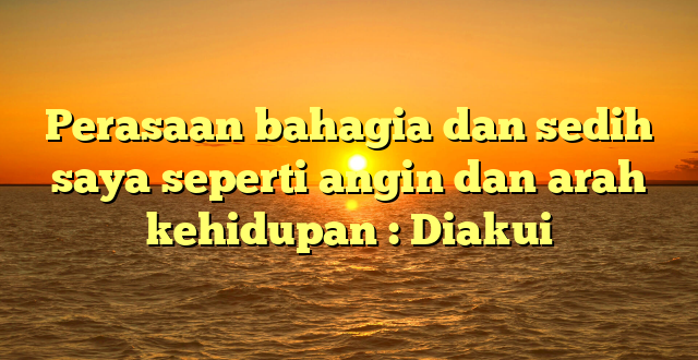 Perasaan bahagia dan sedih saya seperti angin dan arah kehidupan : Diakui